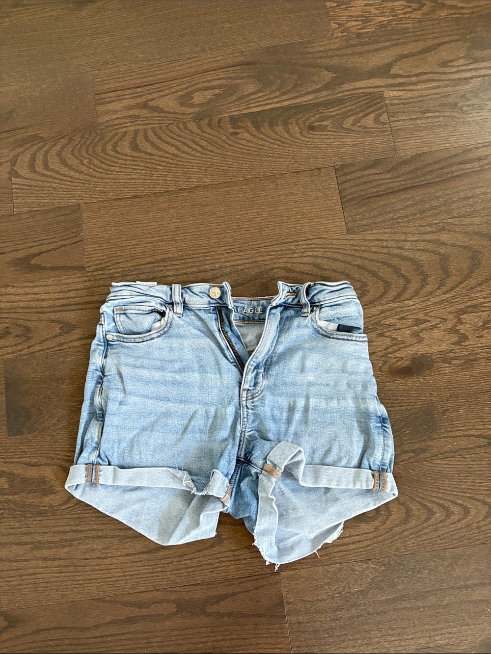 American Eagle Outfitters Light Blue Rolled Hem Denim Shorts